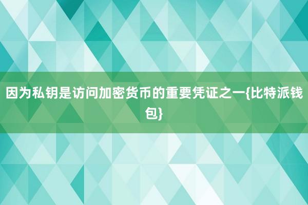 因为私钥是访问加密货币的重要凭证之一{比特派钱包}