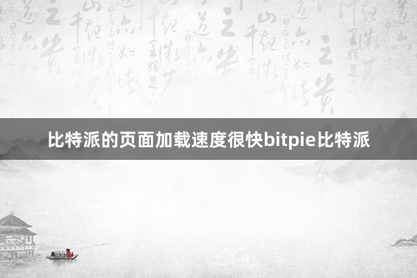 比特派的页面加载速度很快bitpie比特派