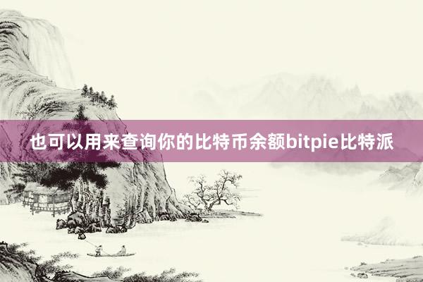 也可以用来查询你的比特币余额bitpie比特派